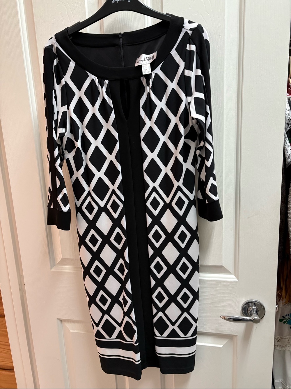 Joseph Ribkoff Black & White Geometric Midi Dress - Picture 3 of 3